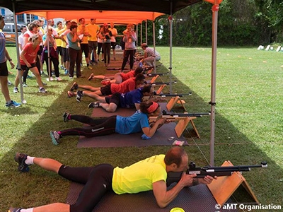 Défi biathlon entre collègue en été